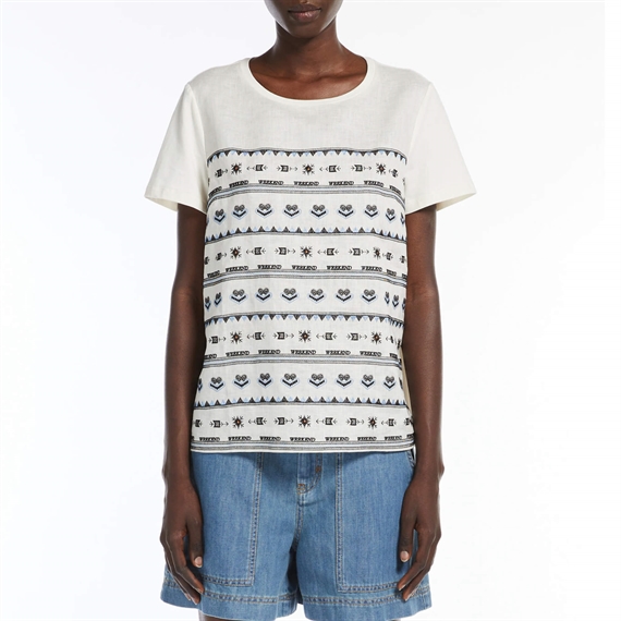 Weekend Max Mara Bondeno T-shirt, Ecru Ethnic Pattern